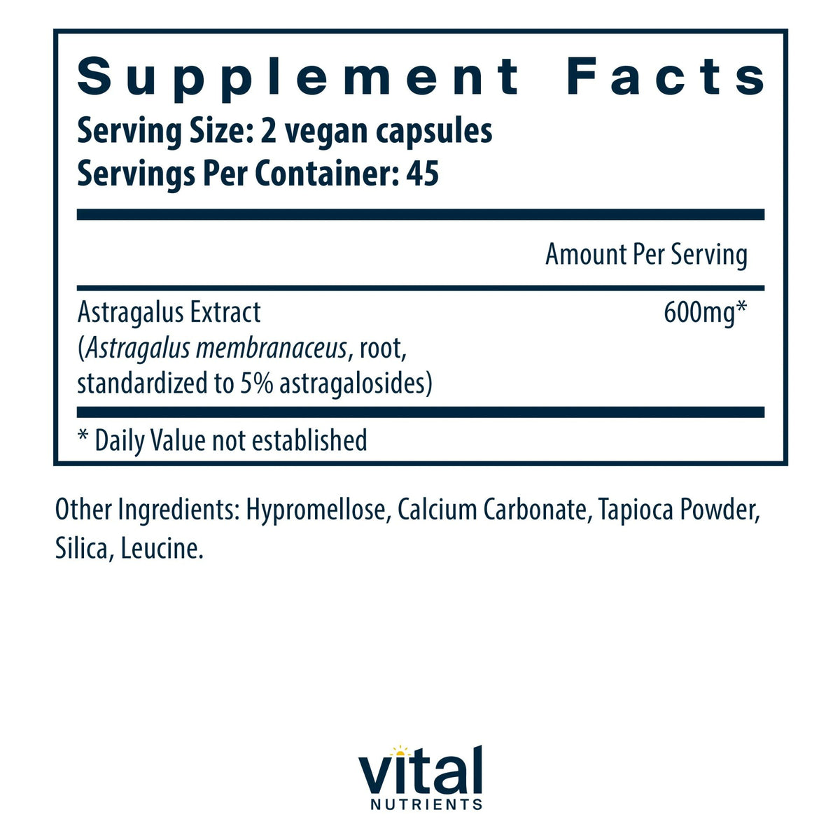 Vital Nutrients Astragalus Extract 300mg 90 VegCap