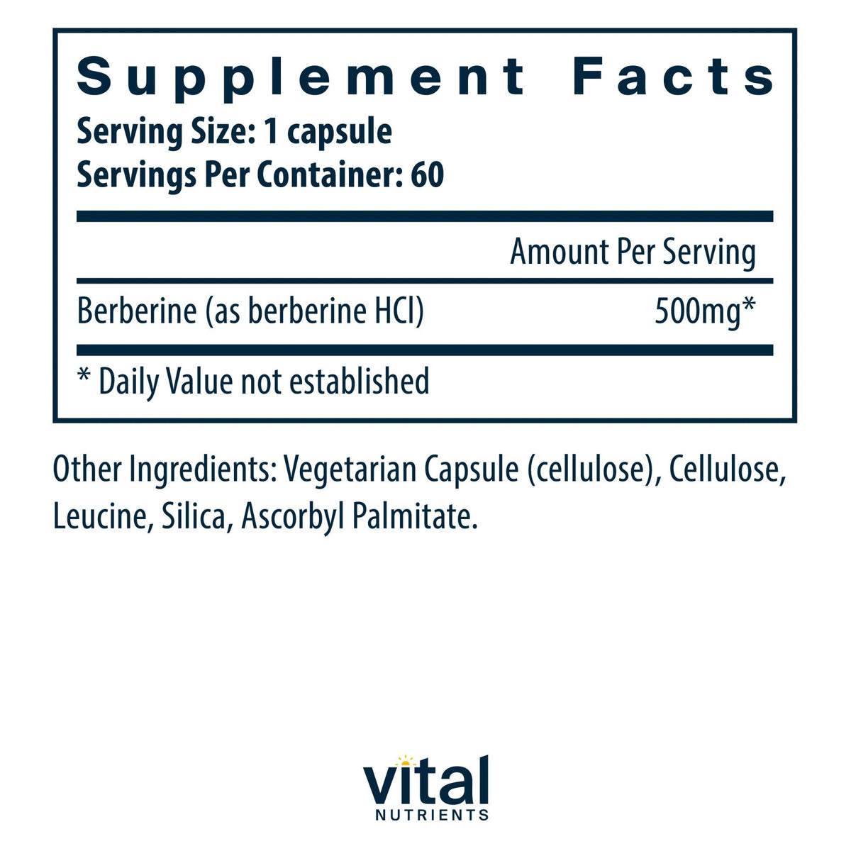 Vital Nutrients Berberine 500 mg 60 Capsule
