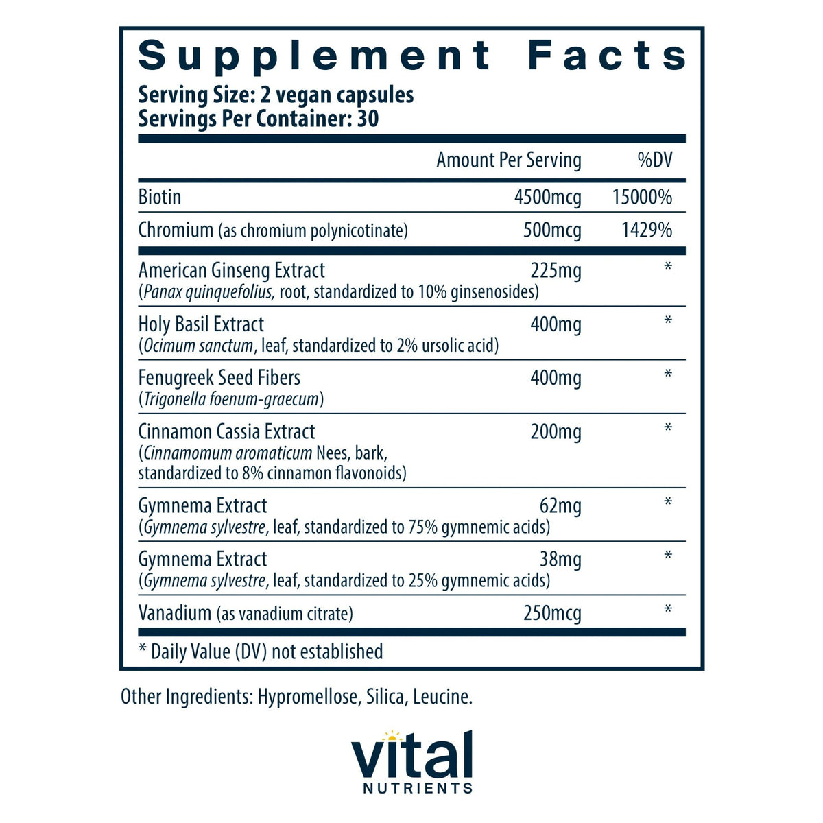 Vital Nutrients Blood Sugar Support 60 Capsule