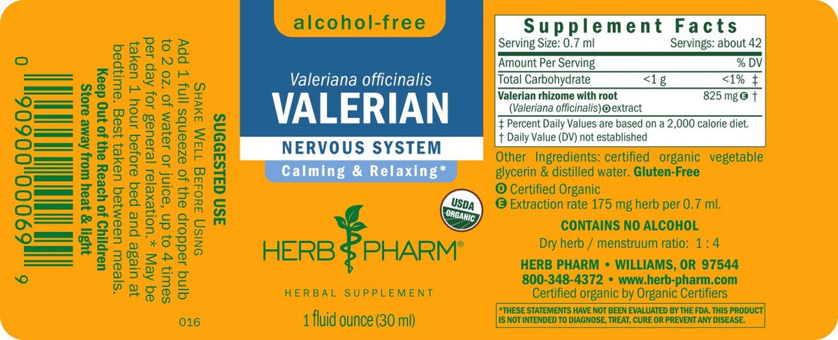 Herb Pharm Valerian Alcohol Free 1 oz Liquid