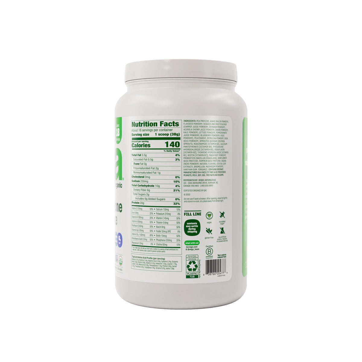 Vega Vega One Organic All-In-One Shake Coconut Almond 24.3 oz Powder