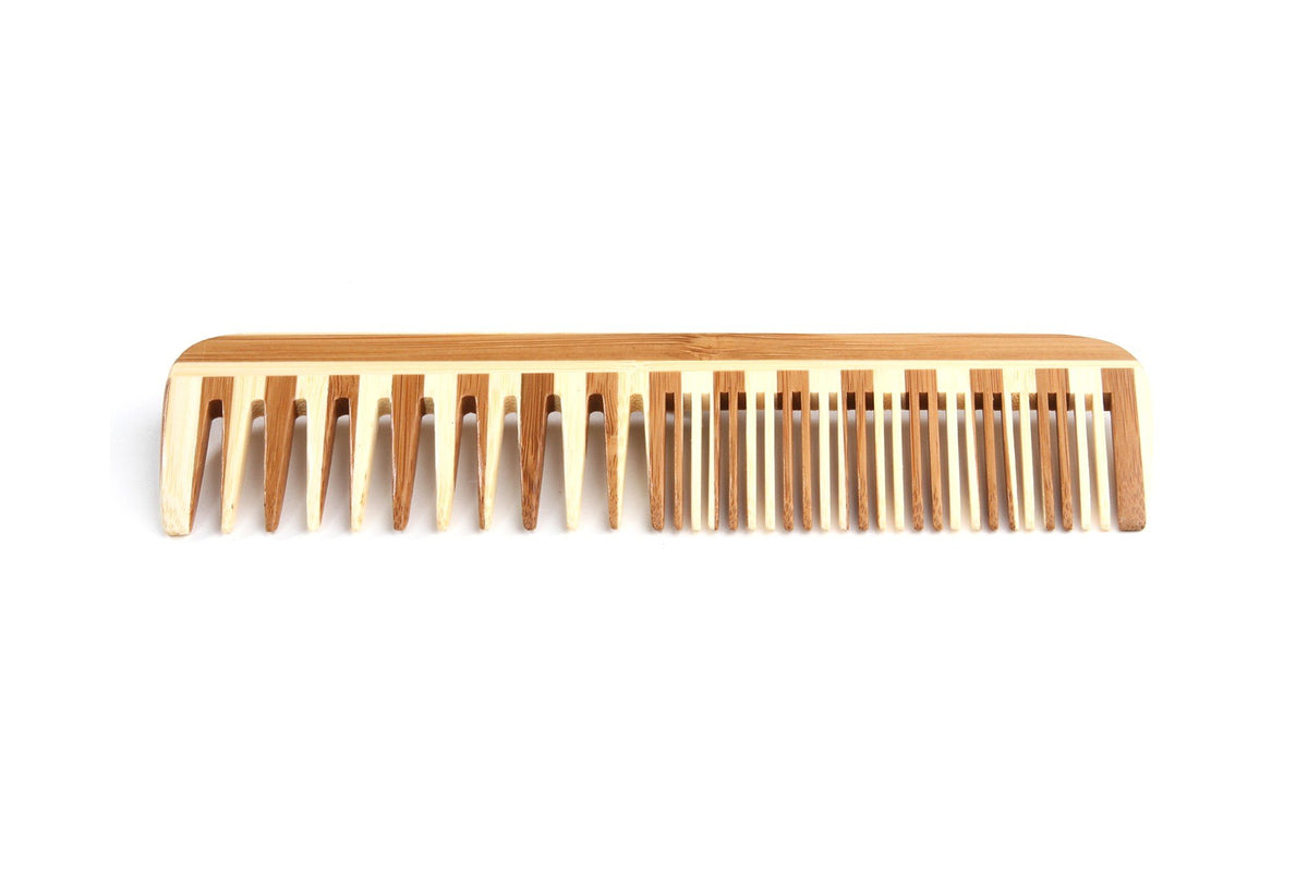 Bass Brushes Large Bamboo Comb Wide Tooth / Fine Tooth Combination 1 Comb