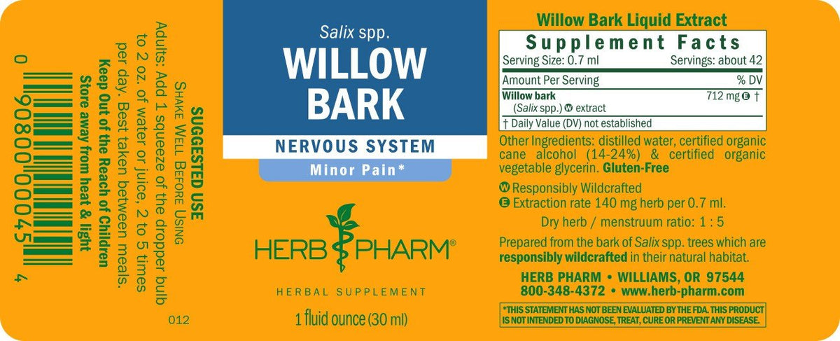 Herb Pharm Willow Bark Extract 1 oz Liquid