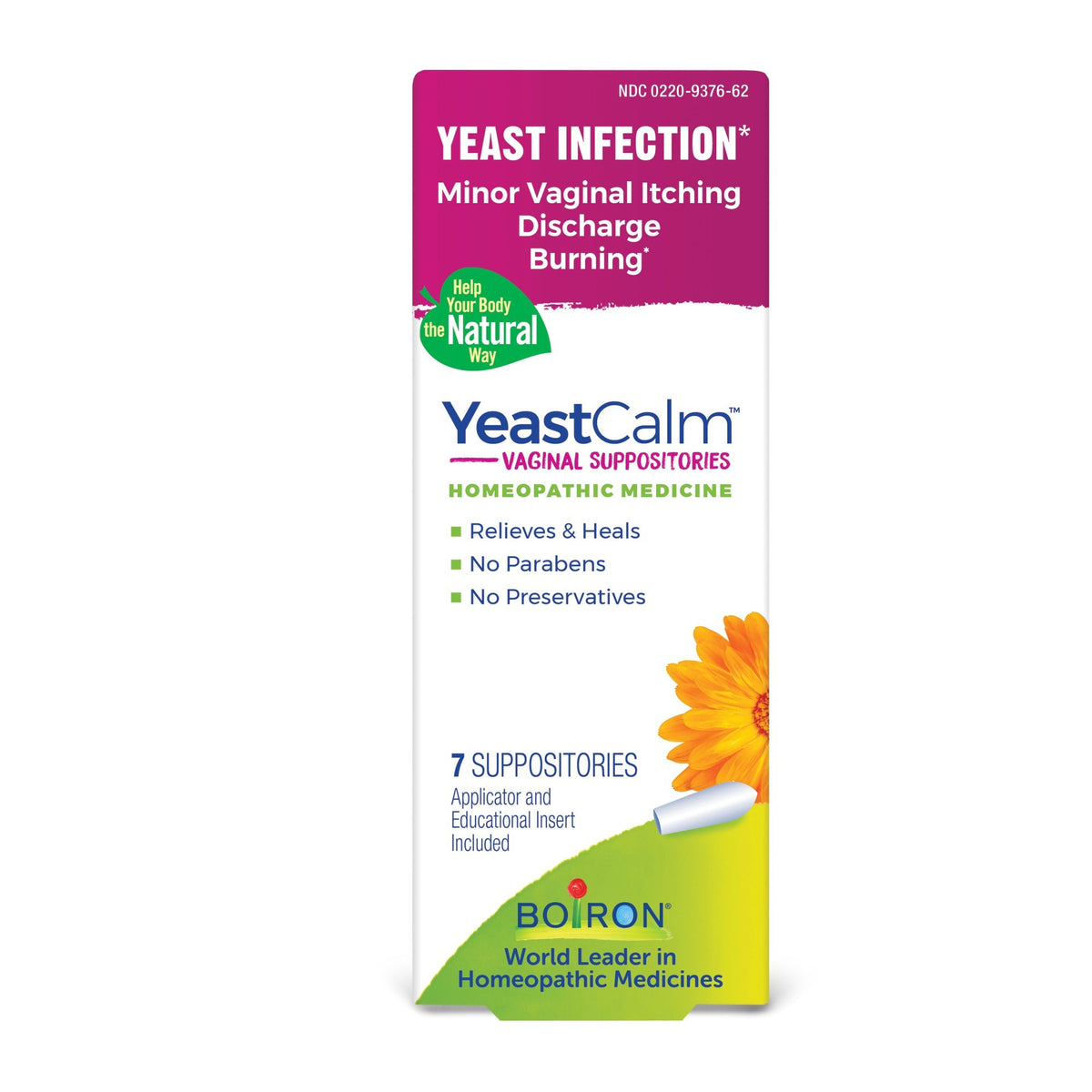 Boiron YeastCalm Homeopathic Medicine For Yeast Infection Relief 7 Suppositories