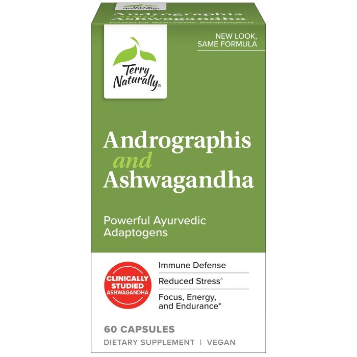 EuroPharma (Terry Naturally) Andrographis and Ashwagandha 60 Capsule