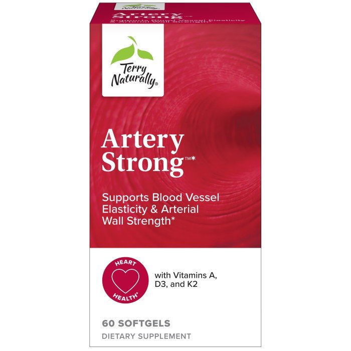 EuroPharma (Terry Naturally) Artery Strong- Vitamins A, D3, and K2 for Vascular Elasticity and Strength 60 Softgel