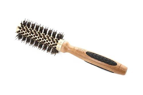 Bass Brushes Extra Small Round Brush with 100% Natural Bristle + Nylon Pins & Style & Condition Round - Hair Pure Bamboo Handle 1 Brush