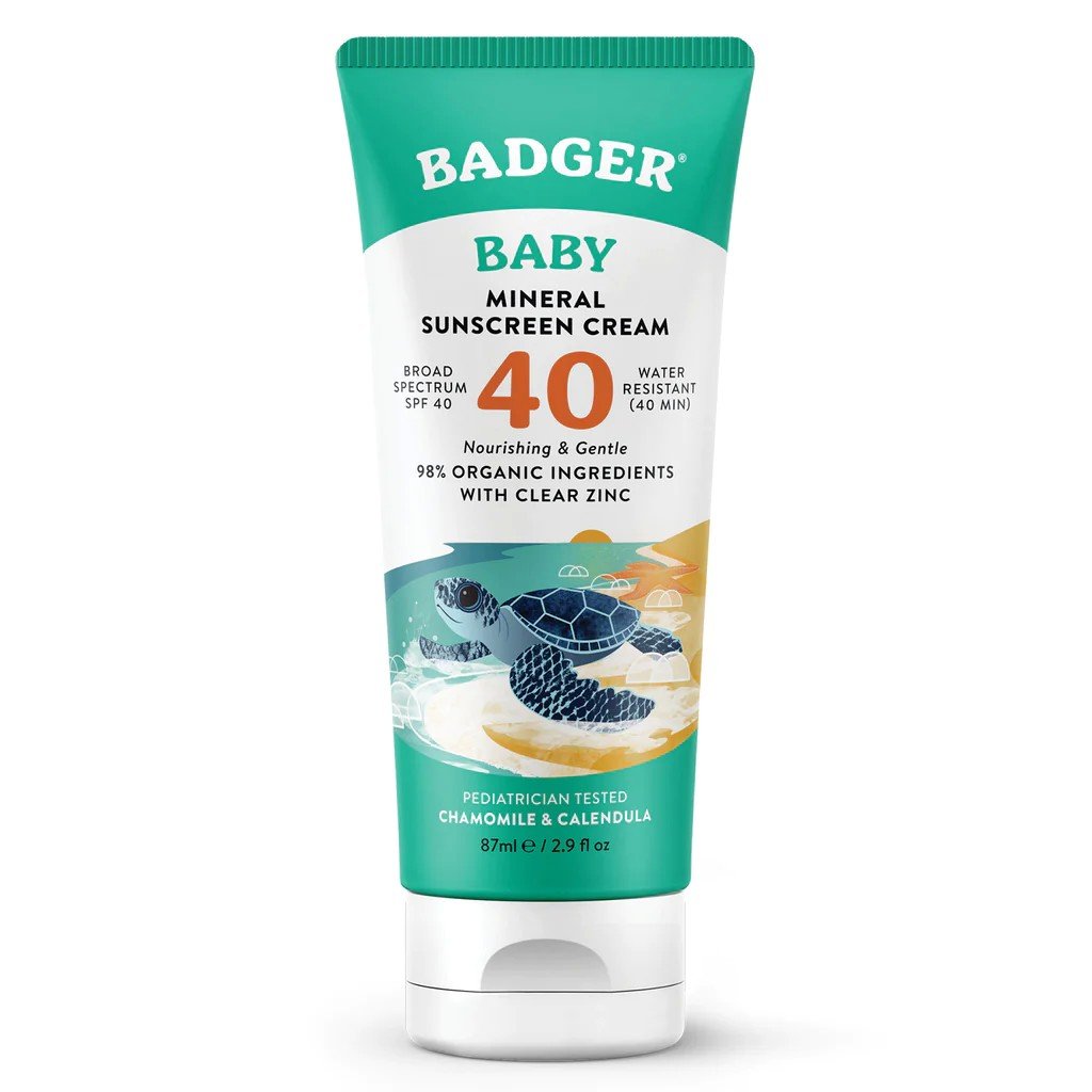 Badger SPF 40 Baby Clear Zinc Sunscreen 2.9 oz Cream