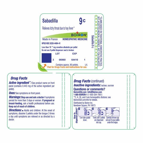 Boiron Sabadilla 9C Homeopathic Single Medicine For Allergy 80 Pellet