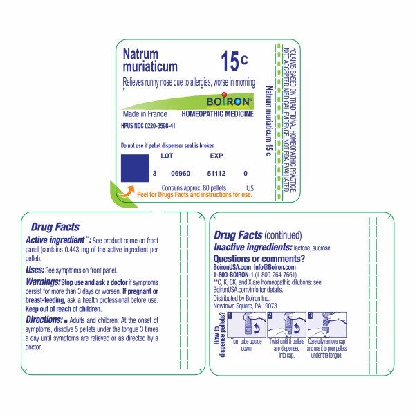 Boiron Natrum Muriaticum 15C Homeopathic Single Medicine For Allergy 80 Pellet