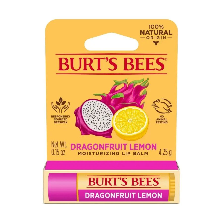 Burt's Bees Dragonfruit Lemon Lip Balm Tube in Blister Box .15 oz Lip Balm