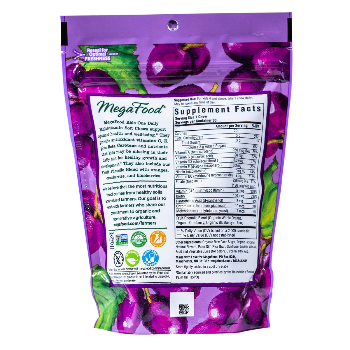 MegaFood Kids One Daily Soft Chews Grape 30 Chewable