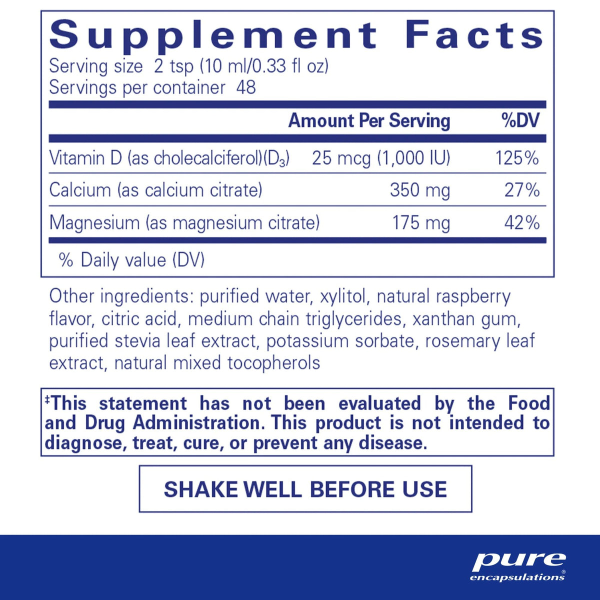 Pure Encapsulations Cal/Mag/D liquid 480 mL (16.2 fl oz) Liquid