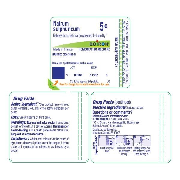 Boiron Natrum Sulphuricum 5C Homeopathic Single Medicine For Cough, Cold &amp; Flu 80 Pellet