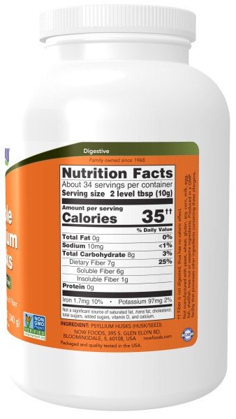 Now Foods Psyllium Husk Whole 12 oz Bulk