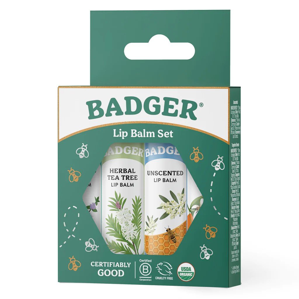 Badger Classic Lip Balm -Green 4 PK Box