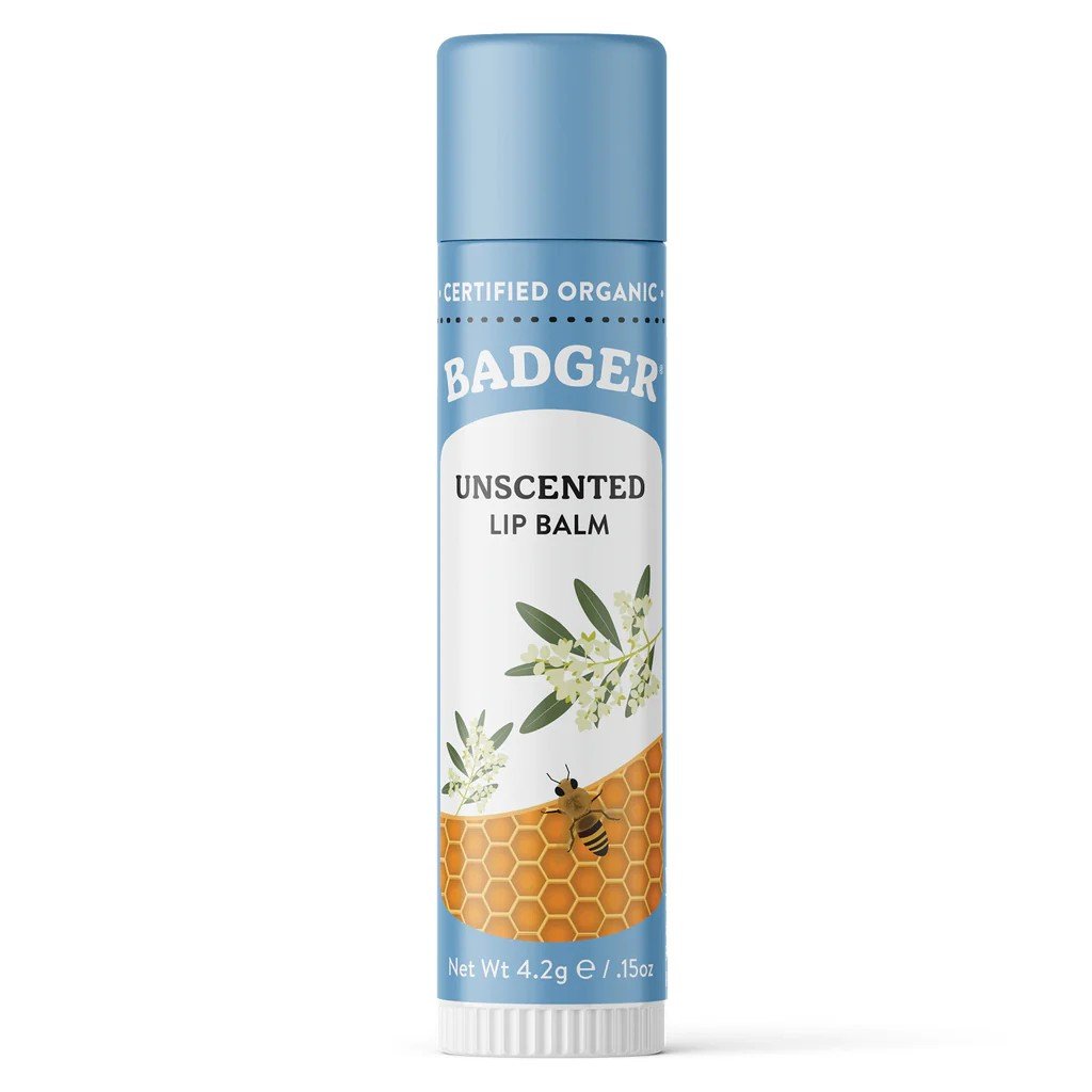 Badger Unscented Lip Balm 0.15 oz Balm