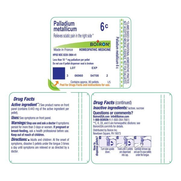 Boiron Palladium Metallicum 6C Homeopathic Single Medicine For Pain 80 Pellet