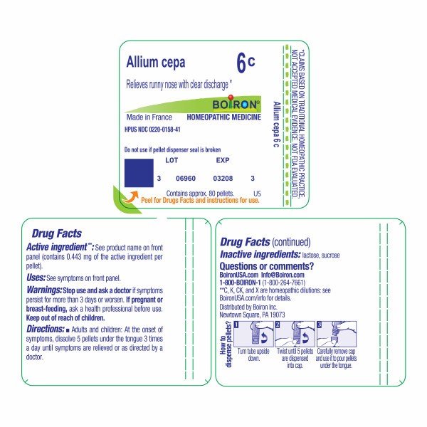 Boiron Allium Cepa 6C Homeopathic Single Medicine For Cough, Cold &amp; Flu 1 Tube Pellet