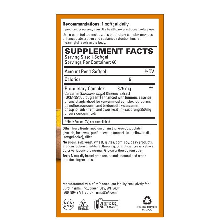 EuroPharma (Terry Naturally) CuraMed 375mg 60 Softgel