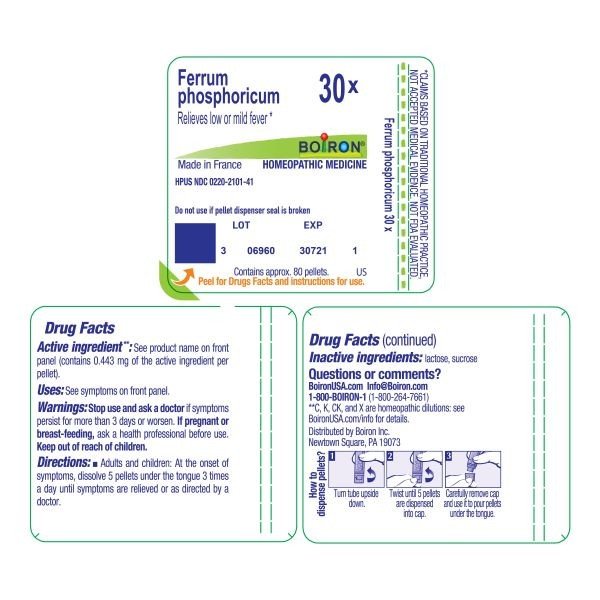 Boiron Ferrum Phosphoricum 30X Homeopathic Single Medicine For Cough, Cold &amp; Flu 80 Pellet