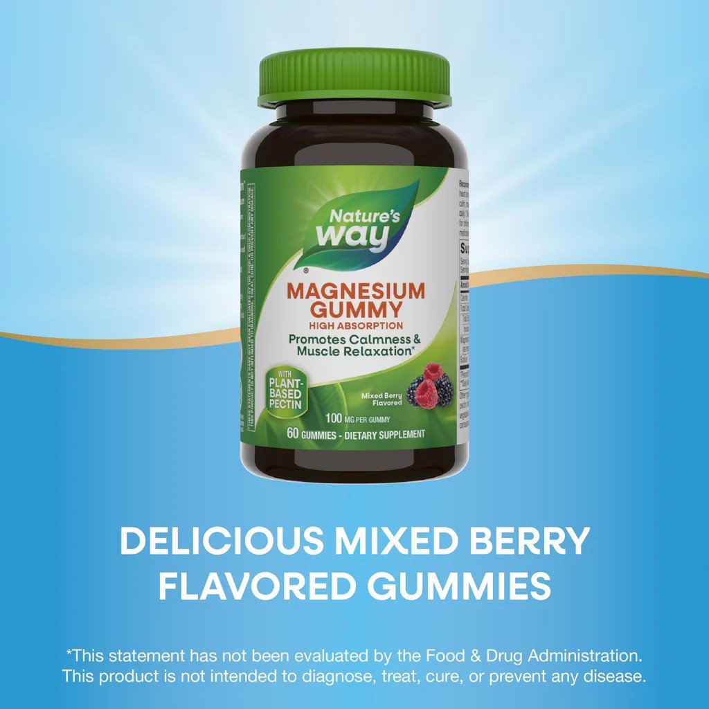 Nature&#39;s Way Magnesium Gummy-Mixed Berry Flavored 60 Gummy