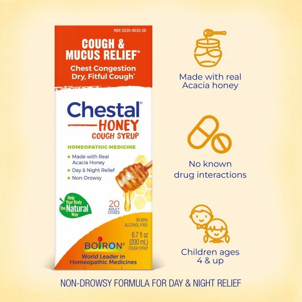 Boiron Chestal Honey Homeopathic Medicine For Cough & Chest Congestion 6.7 oz Liquid