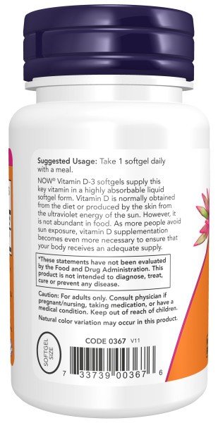 Now Foods Vitamin D-3 2,000 IU 120 Softgel