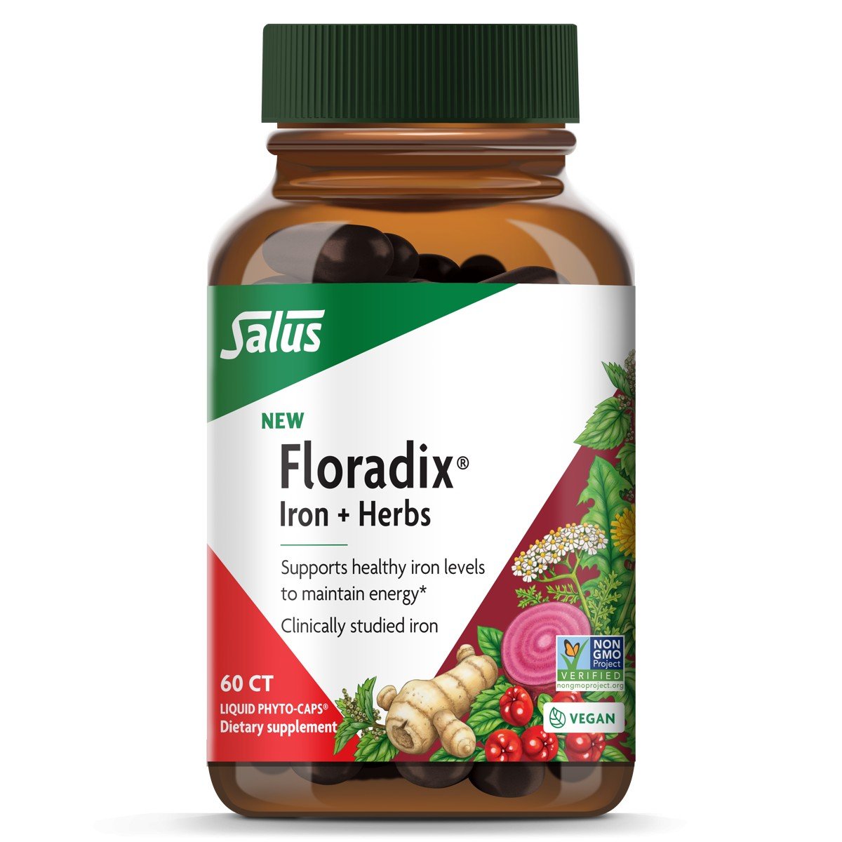 Gaia Herbs Floradix Iron & Herbs 60 Liquid Phyto-Caps