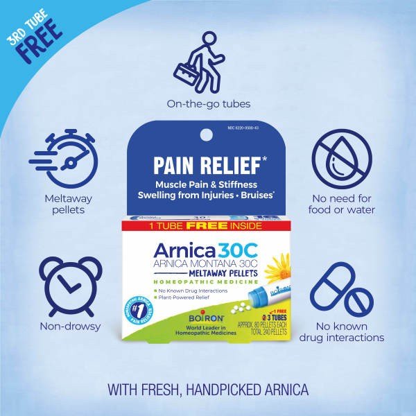 Boiron Arnica Montana 30C 3 MDT Homeopathic Medicine For Pain Relief 240 Pellets