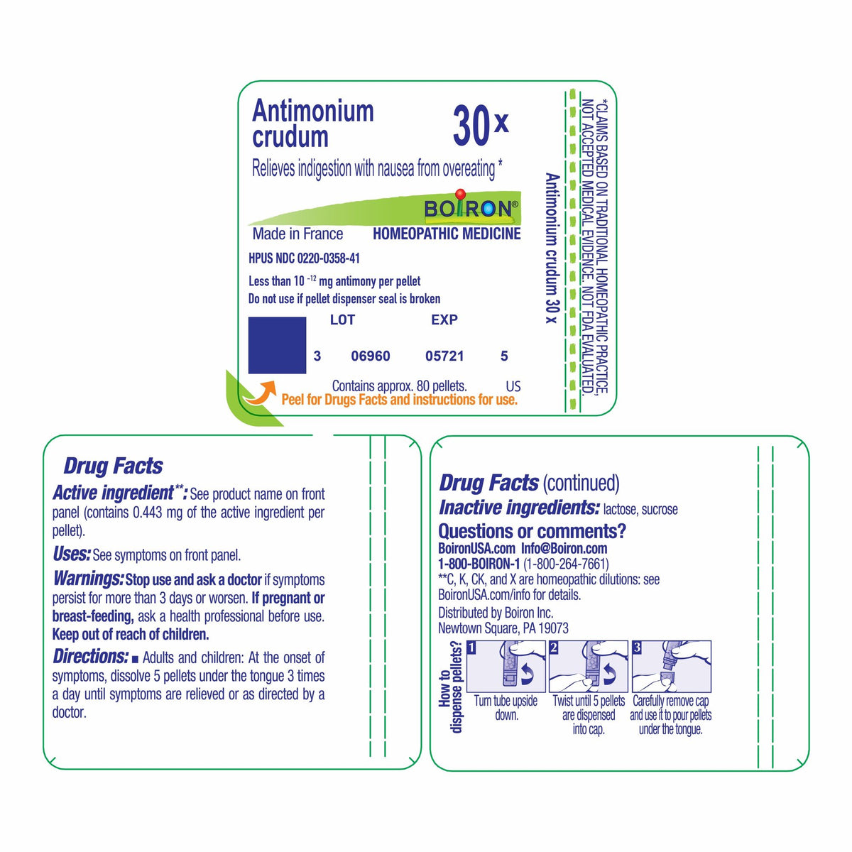 Boiron Antimonium Crudum 30X Homeopathic Single Medicine For Digestive 80 Pellet