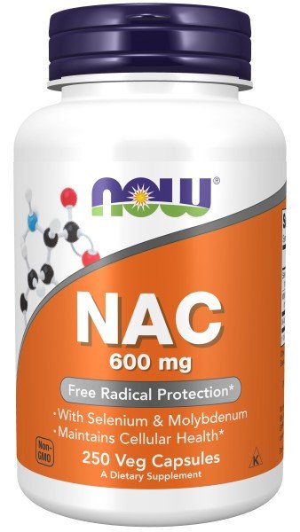 Now Foods NAC 600 mg N-Acetyl Cysteine, Selenium, Molybdenum 250 Capsule