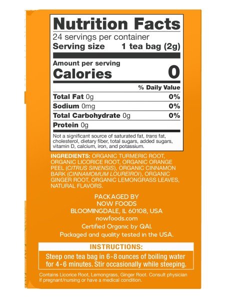 Now Foods Organic Turmeric Ginger Tea 24 ct Box