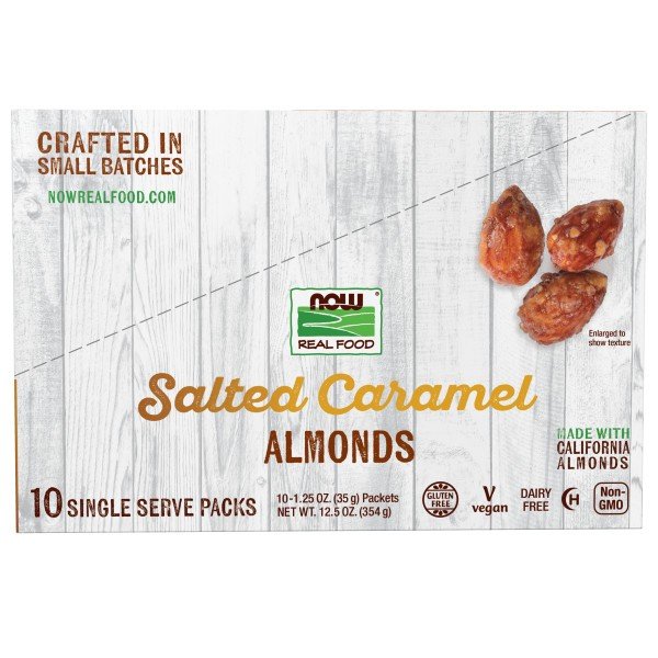 Now Foods Salted Caramel Almonds-10 Single Serve Packs 10-1.25 oz (35 g) Packet