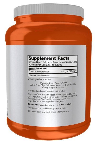 Now Foods Creatine Monohydrate, Micronized Powder 2.2 lbs. (1 kg) Powder