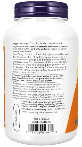 Now Foods Super Omega 3-6-9 180 Softgel