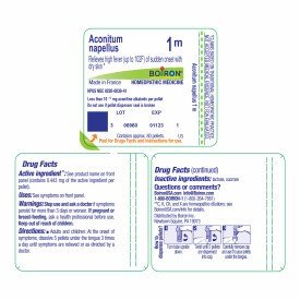 Boiron Aconitum Napellus 1M Homeopathic Single Medicine For Cough, Cold &amp; Flu 80 Pellet