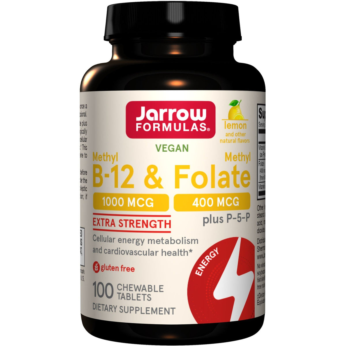 Methyl B-12 & Methyl Folate | Jarrow Formulas | Methyl B-12 | Methyl Folate | Pyridoxal-5-Phosphate | Cellular Energy Metabolism | Cardiovascular Health | Gluten Free | Vegan | Lemon Flavor | Dietary Supplement | 100 Tablets | VitaminLife