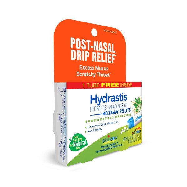 Boiron Hydrastis Canadensis 6C 3 MDT Homeopathic Medicine For Post-Nasal Drip Relief 3 Tubes Box