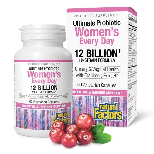 Natural Factors Ultimate Probiotic Womens Every Day 12 Billion 60 Vegetarian Capsules