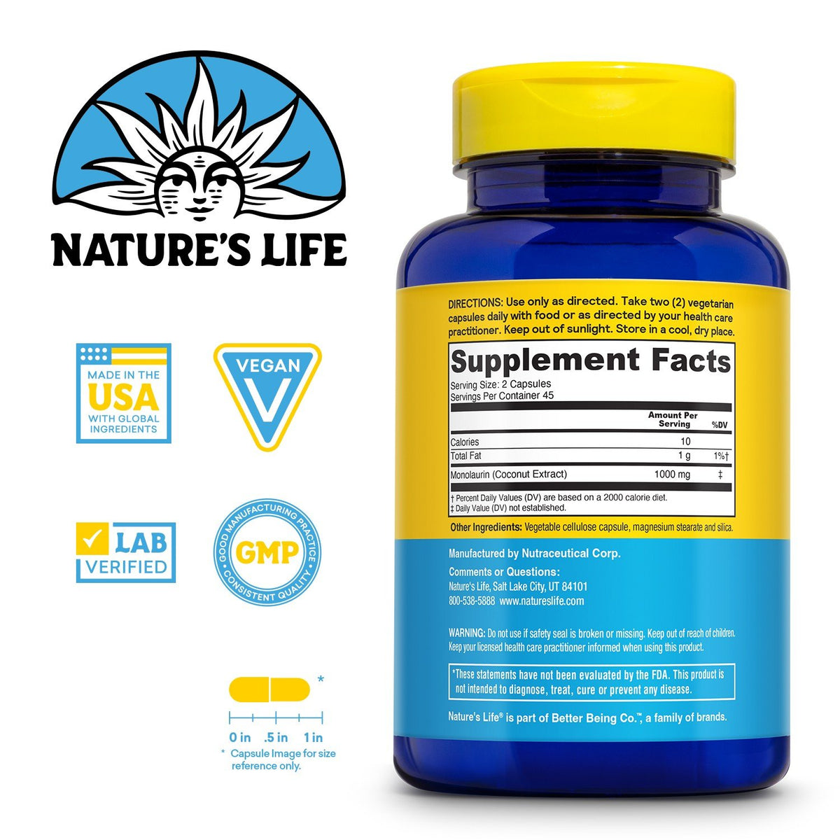 Natures Life Nourishing Monolaurin 90 VegCap