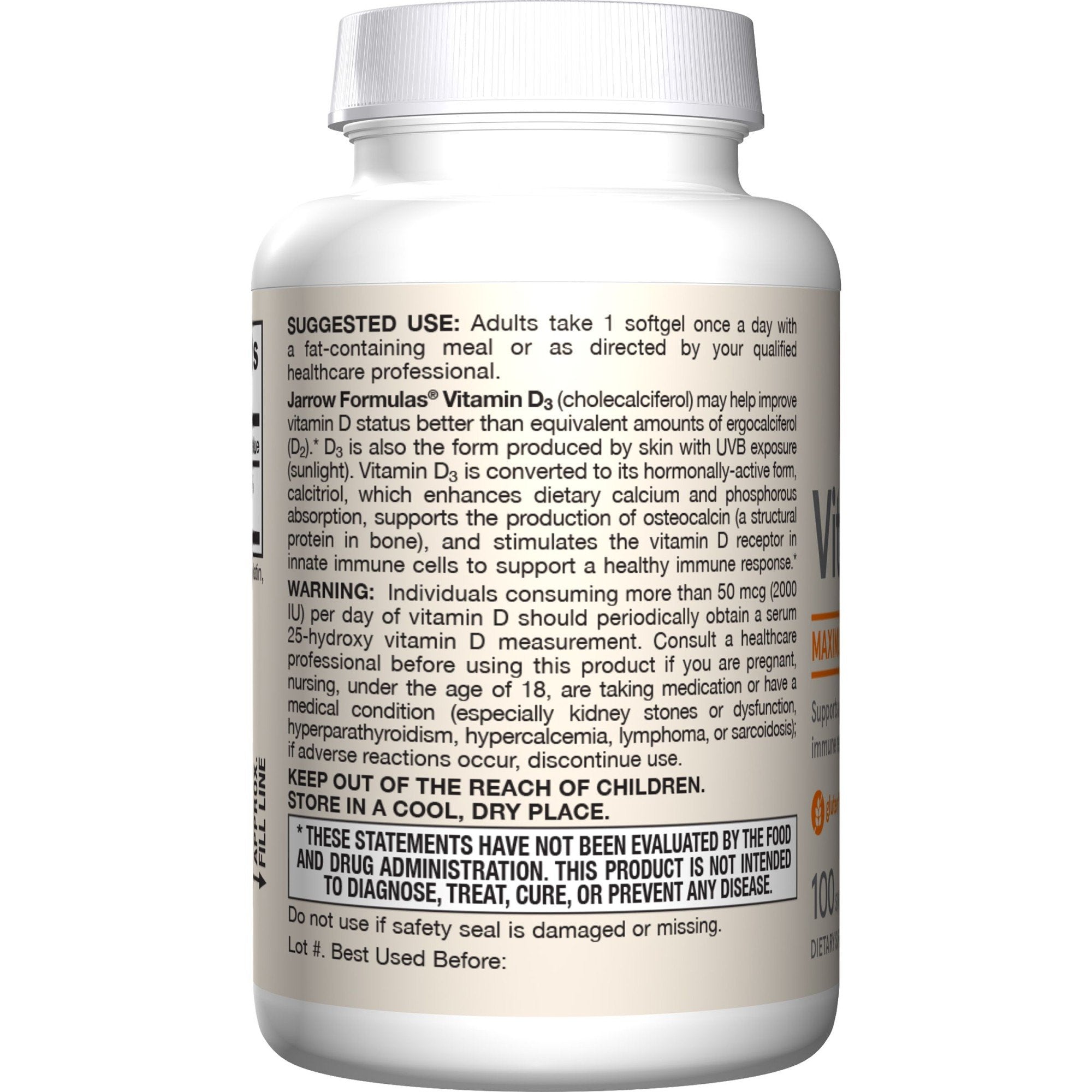 Jarrow Formulas Vitamin D3 5000 100 Softgel VitaminLife