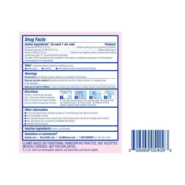 Boiron Camilia Homeopathic Medicine For Teething Relief 30 Dropper