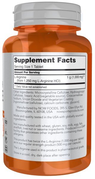 Now Foods Double Strength L-Arginine 1000 mg 60 Tablet