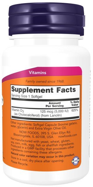 Now Foods Vitamin D3 5000 IU 240 Softgel