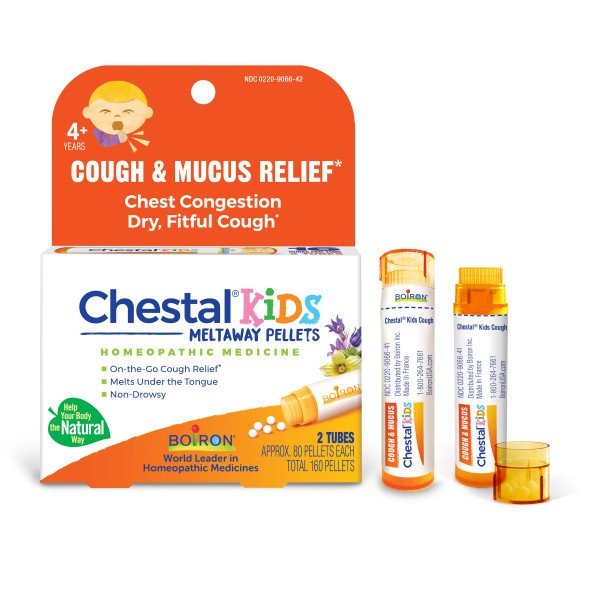 Boiron Chestal Kids Pellets 2 MDT Homeopathic Medicine For Cough & Mucus Relief 2 Tubes Pellet