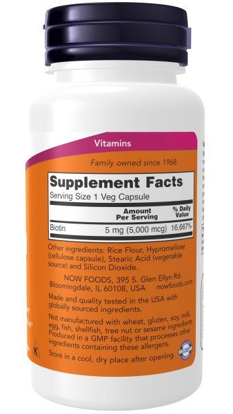 Now Foods Biotin 5000mcg 60 Capsule