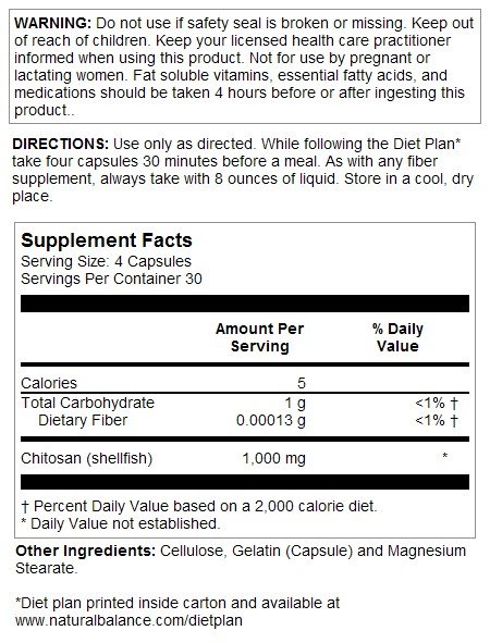 Natural Balance Original Chitosan 1000 120 Capsule