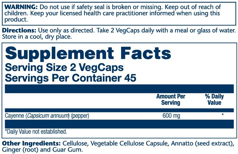 Solaray Cool Cayenne 40,000 HU 90 Vegetarian Capsule