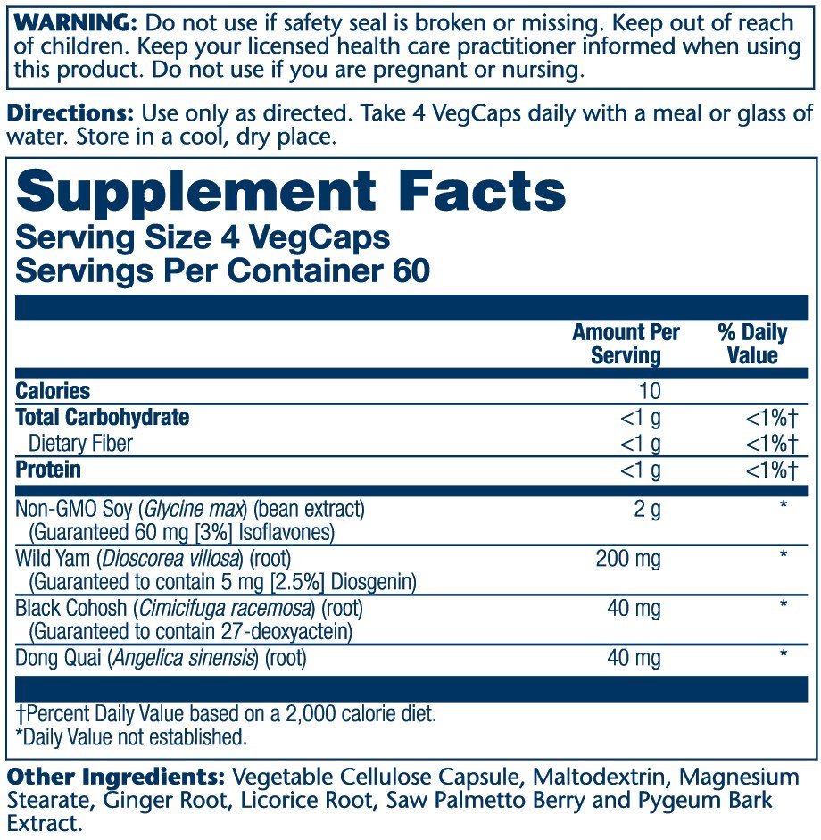 Solaray PhytoEstrogen with Wild Yam, Black Cohosh &amp; Dong Quai 240 Vegcaps